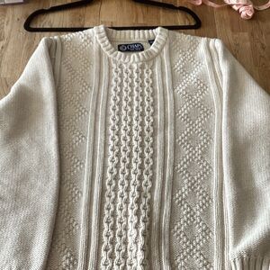 Chaps Ivory Cable Knit Sweater for Men